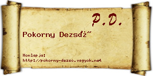 Pokorny Dezső névjegykártya